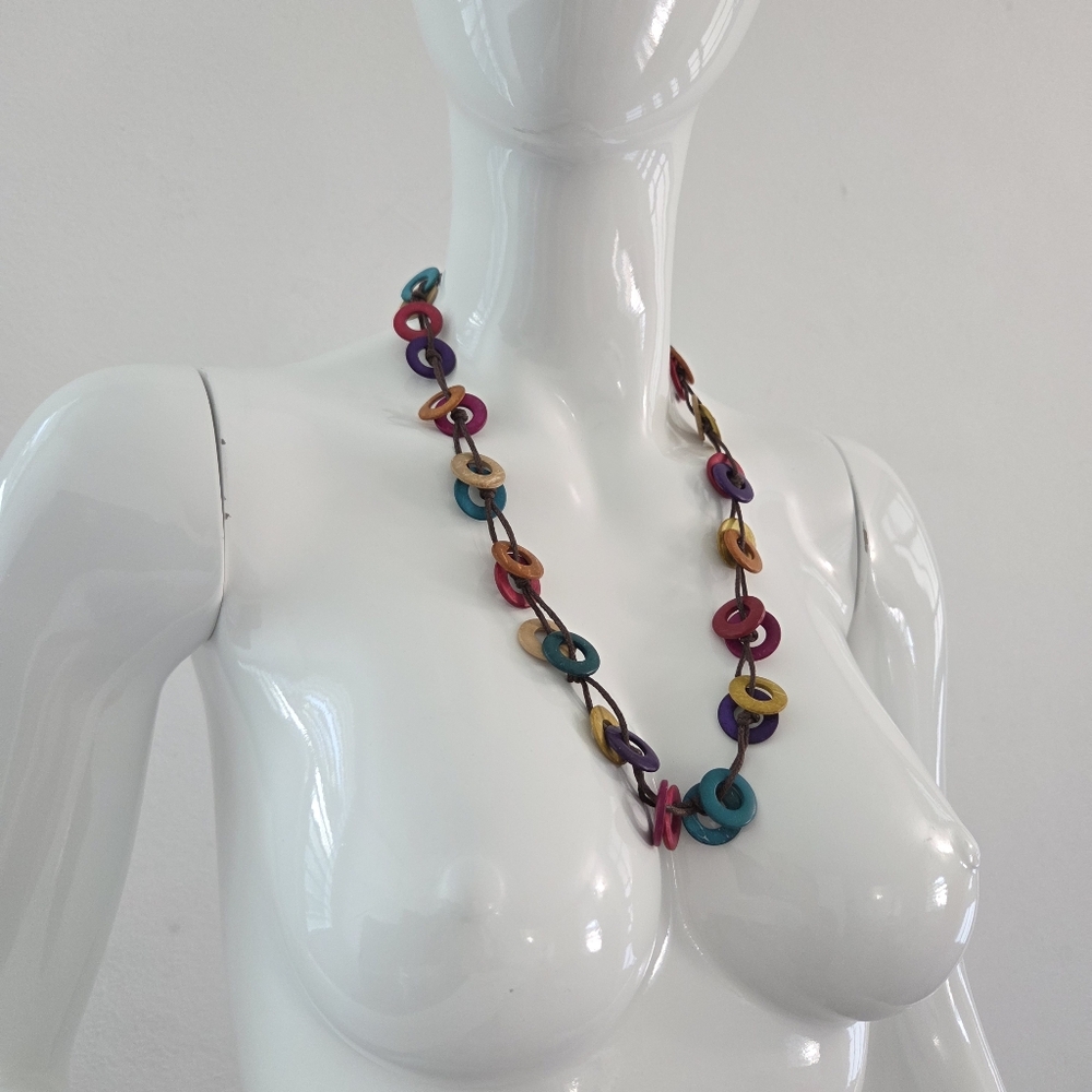 Paparazzi Accesories Boho Multi Color Wooden Discs Necklace & Earring Set - Picture 7 of 16